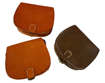 Leather messenger bag, Moroccan bag, handmade bag, brown tan orange
