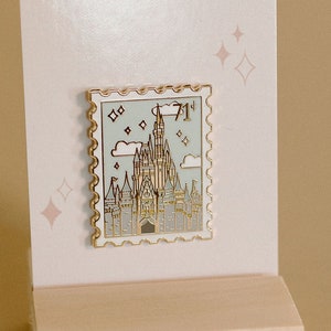 Vintage Stamp Cinderella's Castle Hard Enamel Pin