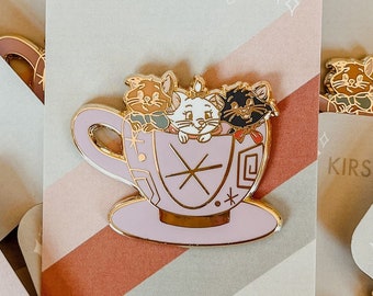 The Aristocats in Teacups Hard Enamel Pin