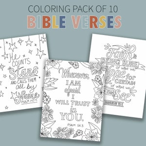 Bible Verse Pack of 10 Coloring Pages