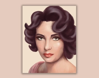 Elizabeth Taylor Oil Paint Style Art Print in Multiple Sizes