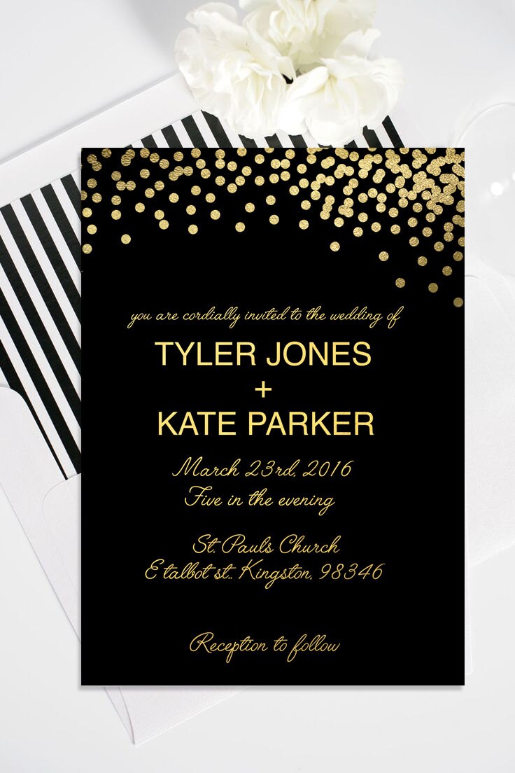 Gold Polka Dot Wedding Invitation with RSVP Card Etsy