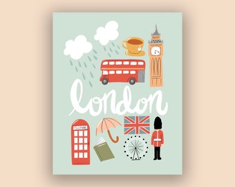 London England City Illustration Art Print