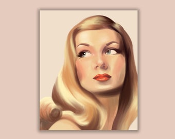 Veronica Lake Oil Paint Style Art Print in Multiple Sizes