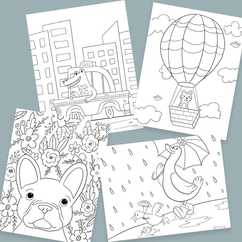 Animal Illustration Coloring Pages for Kids Pack of 20 image 2