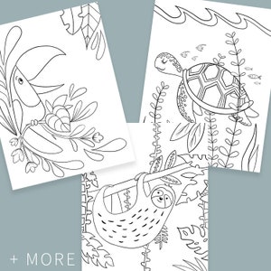 Animal Illustration Coloring Pages for Kids Pack of 20 image 5