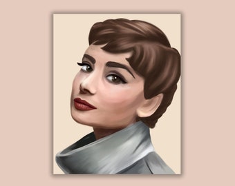 Audrey Hepburn Oil Paint Style Art Print in Multiple Sizes