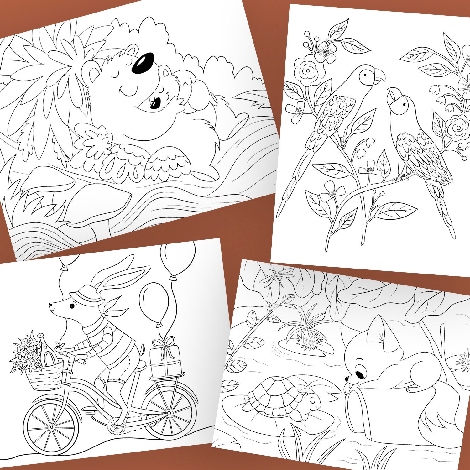 Animal Vol. 2 Illustration Coloring Pages for Kids Pack of 20 | Etsy
