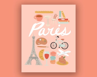 Paris France City Illustration Art Print