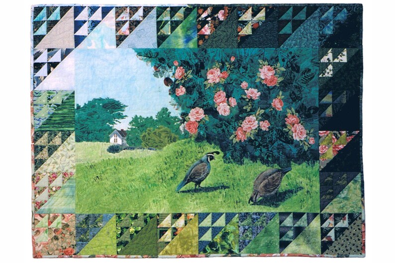 Quail Patchwork Quail in the Meadow © 2003 - Etsy