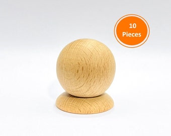 10 pieces solid wood drawer pulls - wooden drawer handles pulls -  beech wood knobs pulls - wooden knobs for kitchen