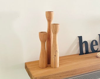 wooden candle holders - wood candlestick set - wooden home decor - candlestick holders - scandinavian wood decorations - scandinavian decor