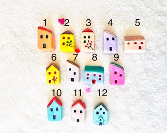 Little ceramic houses l sold individually  | Cute mini ceramic houses | putz houses | tiny houses I Handmade Tiny Clay Houses