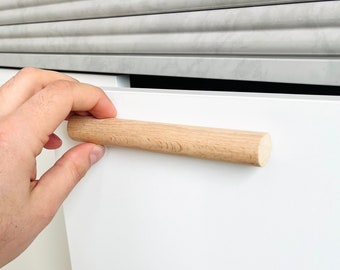 solid wood cabinet handles -  drawer handles - beech wood knobs pulls - wooden door handle for kitchen - dresser knob - dresser handle -  -