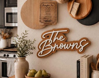 Regalo con apellido familiar, letrero personalizado con apellido en capas para decoración del hogar o fondo de boda, letrero de apellido, regalo familiar para el hogar