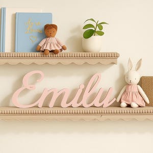 Custom Wood Sign Baby Name, Freestanding Table Sign Personalized with a Name, Wood Script Sign, Nursery Shelf Decor