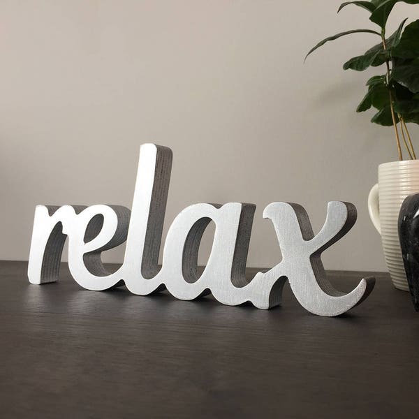 Wooden Sign Relax, Relax Sign, Wooden Relax Sign, Bathroom Sign Relax, Home Beach Décor, Relax Letters, Bathroom Décor, Relax Wall Décor