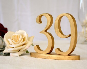 Gold Table Numbers, Gold Wedding Table Numbers, Wood Table numbers, Table numbers for events, Wedding table decor, Table numbers in Gold