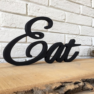 Guión comer signo housewarming regalo cocina arte, bar y club de cena, comer signo, letras de madera comer arte de la pared
