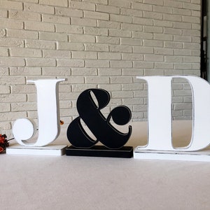 Glitter Initials ampersand and 2 letters your name initials Personalized Table Signs. Personalized gift for wedding. Gift for the bride image 1