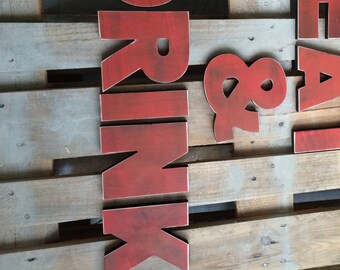 Vintage Decor-Big Letters, Big Wood Sign - Bar Or Restaurant Décor, EAT &DRINK Sign Rustic Letters, Kitchen Sign, Wooden Sign