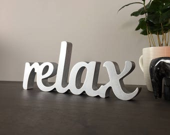 Freestanding Wooden Relax Sign, Beach House Decor