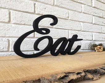 Script eat sign housewarming gift kitchen art, bar & dinner club , eat sign, wooden letters eat wall art