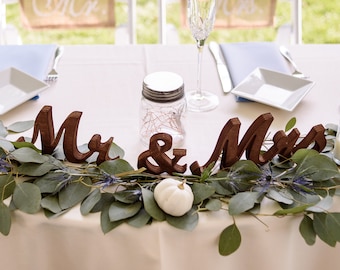 GOLD Mr. & Mrs. letters wedding table decoration, freestanding GOLD Mr and Mrs signs for sweetheart table