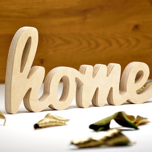 Letrero de madera para el hogar - Decoración rústica independiente para el hogar - Letrero de madera para el hogar - Regalo de inauguración de la casa - Regalo para un nuevo hogar - Letras de escritura en 3D para el hogar, recorte para el hogar