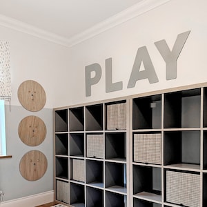 PLAY Large Wood Cutout Sign for Kids Room, Playroom, Nursery | Playroom Wall Decor, Playroom Wall Sign, Kids Room PLAY Letters