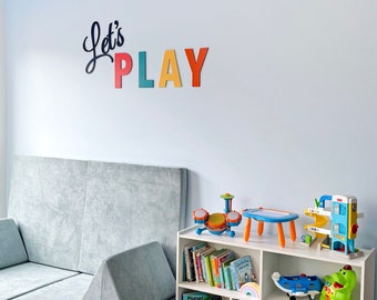 Playroom Wall Decor, Let's Play Sign, Playroom Sign, Kids Playroom Sign, Playroom Wall Decor, Kids Room, Large Play Wall Letters, PLAY sign