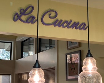 Letrero de madera para cocina La Cucina, decoración de pared italiana