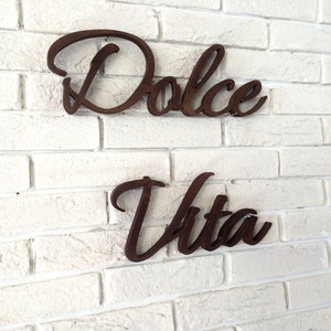 Placa de COZINHA italiana | Sinal italiano dizendo Dolce Vita | Sinal italiano &quot;Doce vida&quot; | Sinal 3D de recorte de parede de madeira | Sinal de cozinha | Decoração de casa