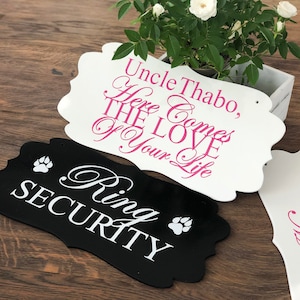 Here comes the bride wedding sign for ring bearer, Ring bearer sign, Flower girl sign, Ring Bearer Sign, Flower Boy Sign, Custom Ring Bearer