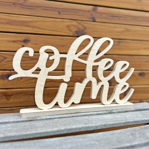 coffee sign home decor COFFEE TIME wood script wood sign wooden letter kitchen sign shabby chic wall decor art letters cottage style gift imagem 1