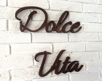 Letrero de madera Dolce Vita / Decoración de cocina italiana