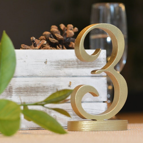 Table Numbers for shops Wedding, Wooden Table Numbers Centerpieces, Gold Table Numbers, Wedding numbers