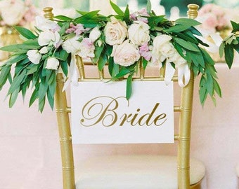 Eternal Your Groom Bride Wedding Set of 2 Mr/&Mrs Nut Brown Forever Chair Signs