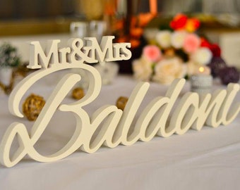 Mr and Mrs Last NAME sign for Wedding top table, Wedding Sign, Mr & Mrs Last Name Table Sign, Wedding Decor