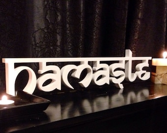 Namaste Wood Sign | Sanskrit Wall Decor | Yoga Room Sign | Meditation Room Decor | Wooden Namaste Sign | Boho Home Wall Art Decor