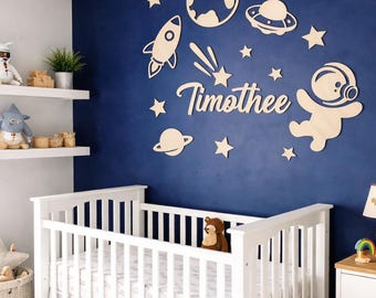Baby Boy Nursery Wall Decor Space Theme, Personalized Astronaut Name Sign, Space Nursery Wall Art, Explorer Room Decor, Explorer Room Decor