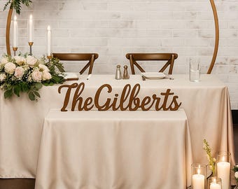 Last Name Wedding Table Sign | Custom Mr & Mrs Birch Wood Sweetheart Table Decor | Personalized Name Sign