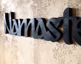 Yoga Studio Sign | Namaste Wooden Wall Art | Sanskrit Decor | Meditation Room Sign | Boho Home Decor | Rustic Wood Namaste Sign