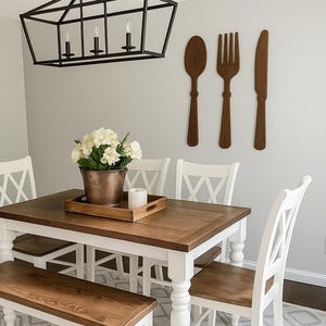 Rustic Wooden Kitchen Utensil Wall Decor: Farmhouse Fork, Spoon, Knife