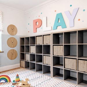 Large Wood PLAY Sign, Nursery Playroom Wall Decor image 1