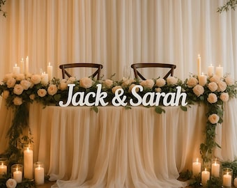 Custom Wedding Name Sign | Freestanding Last Name Sign | Personalized Wedding Name for Sweetheart table | Wedding Table Decor