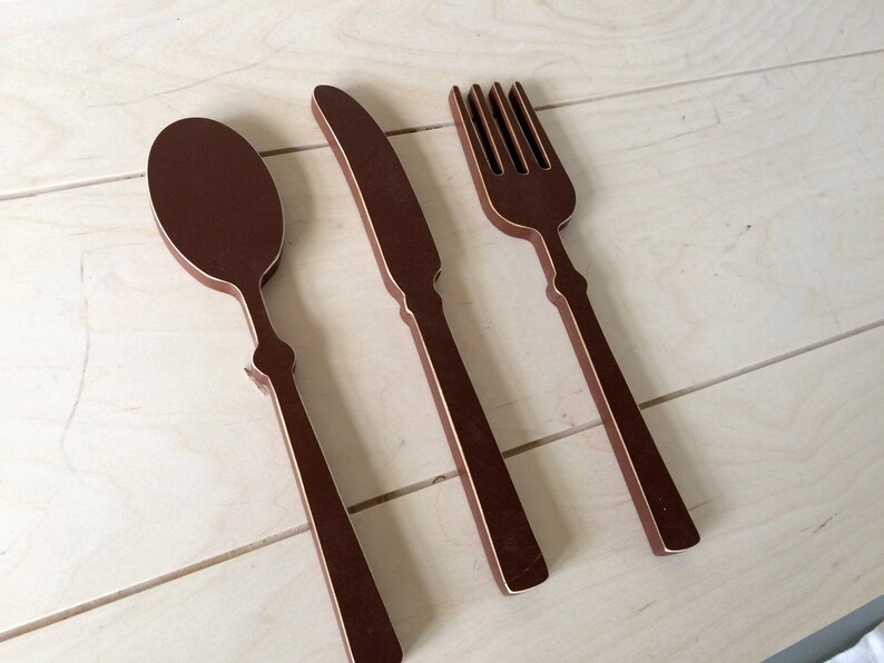 Spoon Fork and Knife Kitchen Decor Wall Signs Rustic Etsy