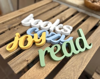 Custom Wood Word Sign, 3D Birch Plywood Cutout, Shelf Decor