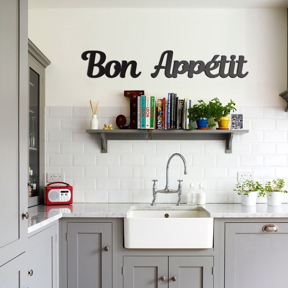 Cuisine décor lettres bois Bon Appetit enseigne de cuisine , art mural,  décoration intérieure , décoration de bar ,décoration de restaurant  ,enseigne dentreprises -  France