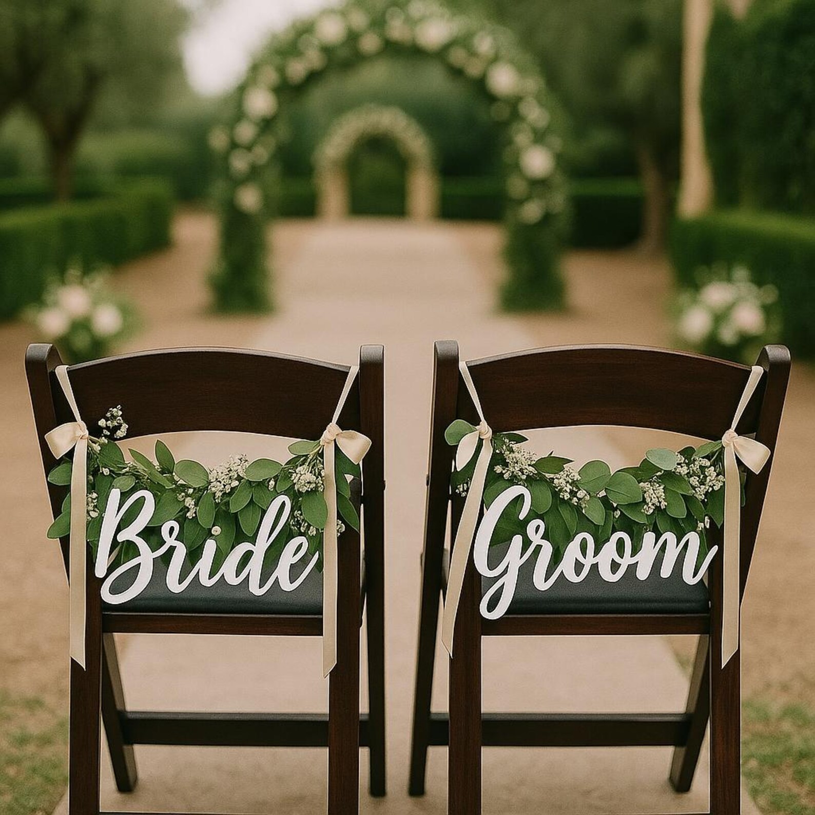 Rustic Wedding Chair Signs: Bride & Groom, Birch Plywood Decor - Etsy